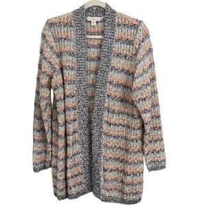 Coldwater Creek Knit Striped Cardigan Blue Orange Beige Size 1X 18 Plus Size